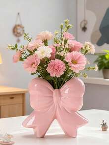 1 pieza Jarrón decorativo para el hogar, centro de mesa para boda y despedida de soltera, decoración de dormitorio, sala de estar, oficina y tocador, regalo para mujeres y niñas en cumpleaños, aniversario, San Valentín y Día de la Madre, diseño de lazo, estilo decorativo romántico y lindo, jarrón para exhibición floral como centro de mesa de boda - multicolor - Ver 2