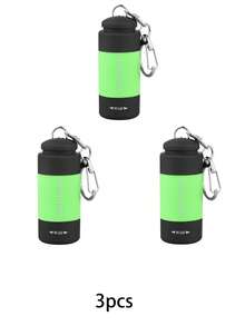 3个迷你钥匙扣LED手电筒，便携式可充电多功能户外手电筒，带夹子，适用于徒步、露营、钓鱼、跑步和应急照明，露营配件 - 彩色 - 查看 13