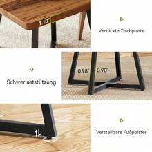 Kleiner Esstisch für 4 Personen, quadratischer Esstisch für kleine Räume, Esszimmertische, rustikaler brauner Holz-Küchentisch mit Metallbeinen, moderner Freizeit-Café-Tisch für Wohnung FFPT - 1 - Übersicht 5