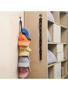 1pc Baseball Cap Storage Box With 8 Clips, Hat Rack Closet Hanging Organizer, Space-Saving Display For Up To 16 Hats, Lightweight Hat Storage Solution, Easy Access, Multi-Functional Installation Options, Keep Hats Organized And Visible, Suitable For Home Storage And Fashion Accessory Collection - Multicolor - View 2
