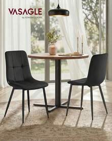 VASAGLE Esszimmerstühle Samt, Küchenstühle bis 120 kg belastbar, Sessel mit verstellbaren Füßen, modern, gepolstert, für Wohnzimmer, 4er Set, tintenschwarz KDC080BH01 OCZ2 - schiefergrau - Übersicht 9