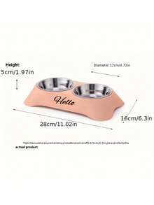 Customizable Name Or Text Stainless Steel Double Bowl Pet Food Bowl, Non-Slip Bottom And Easy-Clean PP And Steel Pet Feeder, Suitable For Pet Birthday And Anniversary Gifts - Multicolor - View 6