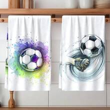2/4/6 piezas Juego, Paños de cocina con estampados temáticos de partidos de fútbol, Paños modernos de microfibra súper absorbentes, Paños de té para cocinar y hornear, Paños de limpieza, Toallas de mano, Muy suaves y absorbentes, Decoración de cocina, Regalos para vecinos, madres, cumpleaños, inauguración de la casa para amigos, Artículos esenciales de cocina, Necesidades diarias - Multicolor - Ver 1