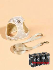 Escape-Proof Walking Harness & Leash Set, Adjustable Breathable Mesh Chest Strap, Suitable For Small Cats & Dogs - Beige - View 1