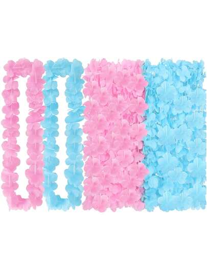 10개 성별 공개 꽃 화환 액세서리, 핑크 & 블루 실크 꽃 화환 성별 공개 테마 파티 용품, 하와이 꽃 목걸이 열대 스타일, 하와이 꽃 테마 파티 머리 장식, 휴일, 성별 공개 파티, 결혼식, 해변, 생일 장식, 파티 용품, 꽃 머리 장식에 적합