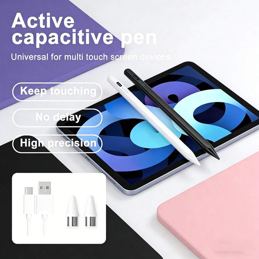 Bút cảm ứng tương thích với iPad Pencil, tương thích với các thiết bị Apple từ năm 2018-2026, có chức năng chống chạm lòng bàn tay và cảm ứng độ nghiêng, tương thích với iPad 10/9/8/7/6, iPad Pro 11/12.9/13 inch M4, iPad Air 3/4/5 M2, iPad Mini 5/6. - Nhiều màu - Xem 1