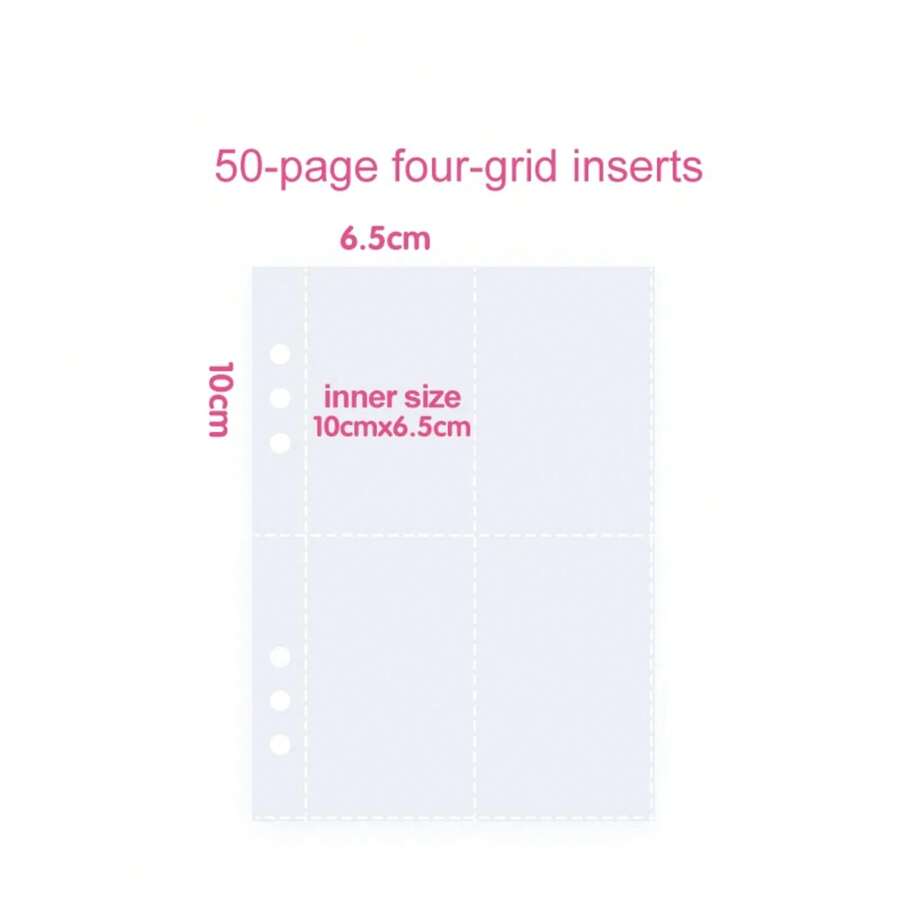 Carpeta de hojas sueltas A5, carpeta de anillas estilo Ins, cuaderno exfoliante de PP, cubierta de núcleo interno, cuaderno de notas, diario, planificador de oficina B4LW - 50P 4 cuadrículas - Ver 1