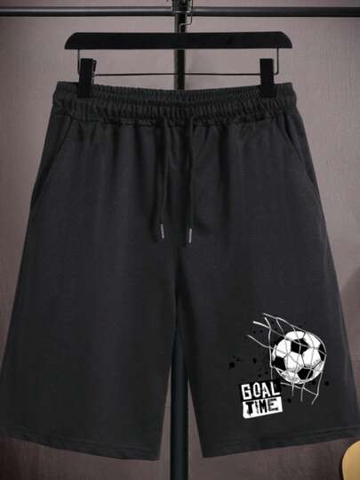 KID007|1 pieza|Pantalones cortos deportivos para niños y niñas con estampado de letras ideales tanto para actividades al aire libre como para el uso diario. Un modelo perfecto para el verano.Short de deporte con diseño de balón de fútbol GOAL TIME perfecto para los amantes del fútbol y el deporte activo
