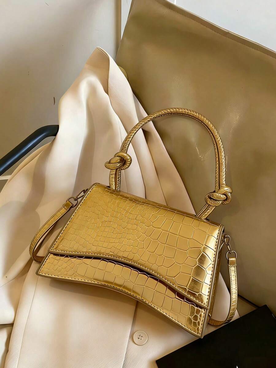 Fashionable Mini Commuter PU Handbag For Women, Convenient Design For Travel - Gold - View 1