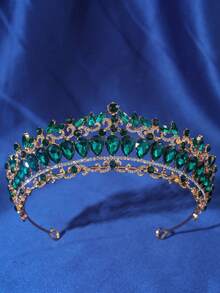 1pc Elegant Baroque Crystal Crown, Bridal Wedding Headpiece, Romantic Women's Party Event Ball Tiara Hair Accessory - Multicolor - View 12