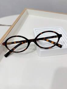 1pc Women's Casual Retro Oval Leopard Print Lightweight Fashion Eyeglasses, Suitable For Daily Wear And Street Style - Leopard Print Frame White Piece - View 4