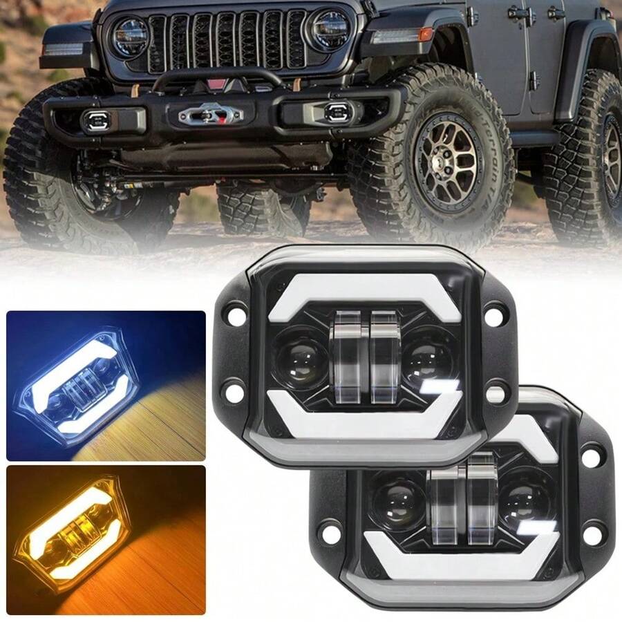 Đèn pha LED gắn phẳng 5 inch H4 cho xe địa hình 4x4, ATV, Niva, Lada, JK, TJ, ô tô, 12V 24V. - A - Xem 1