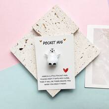 2pcs Cute Penguin Pocket Hug Token With Greeting Card, Mini Resin Penguin Figurine, Inspirational Gift For Friends And Family, Long Distance Relationship Gift And Stress Relief - View 6