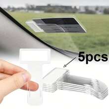 5 piezas Juego de clips transparentes para coche - Adecuado para coches, camiones, autocaravanas | Soporte duradero para permisos de estacionamiento y entradas con diseño de fácil acceso, organización de vehículos, organizador minimalista, material flexible, construcción resistente, para viajeros de autocaravana, gestores de flotas - Clip fijo - Ver 11
