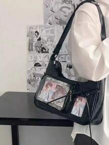 Y2k Harajuku Shoulder Bag Women Korean Transparent Ita Bag School Crossbody Bag Female Japanese Designer Preppy Handbag Purse - 紅色 - 查看 9