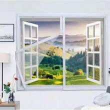 White Self-Adhesive Zipper Screen Window, Mosquito Proof, Can Be Reused Repeatedly - White Zippered Window Screen - View 1