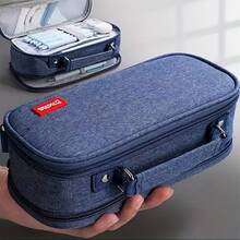 1 pieza Estuche para lápices de gran capacidad, bolsa portátil con cremallera para bolígrafos, bolsa de almacenamiento de papelería minimalista, adecuada para estudiantes, uso escolar y de oficina, esencial de vuelta a la escuela, útiles escolares, estuche para lápices, mochila - Una pieza - Ver 19