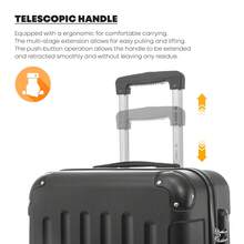 YONSLY 4-Piece Wheeled Suitcase Set With 360° Wheels, Combination Lock, Robust Double Zipper, Mesh Pocket, Soft Rubber Handle, 16/20/24/28 Inch Trolley Suitcase, Hard Shell Carry-On Luggage Set (4-Piece Set, S, M, L & XL) - 黑色 - 查看 5