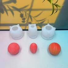 1个3D足球、篮球、橄榄球、排球、棒球造型蜡烛模具，硅胶蜡烛制作模具 - 白色 - 查看 1