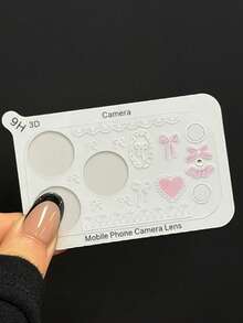 DIY Lace Bow Heart Rabbit Sticker Transparent Camera Lens Protector Film For IPhone 17 Pro Max, 17 Pro, 17 Air, 17, 16, 15, 14, 13 Pro Max, High Definition Protective Film - Lace Bow - View 2