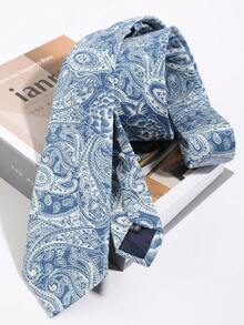 1条男士休闲棉质领带，融合了西部佩斯利花纹和东方莲花图案，适合日常佩戴。 - 彩色 - 查看 6