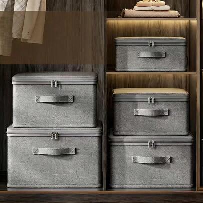 Hộp vải có nắp đậy gấp gọn, thích hợp để trang trí nhà bếp, đựng quần áo, đồ chơi và đồ dùng gia đình, giỏ đựng đồ giặt, hộp đựng đồ trong phòng ngủ.