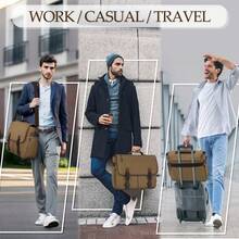 NEWHEY Men's Briefcase Messenger Bag, Large-Capacity Laptop Briefcase 15.6-Inch Men's Canvas Laptop Briefcase With Adjustable Shoulder Strap, Khaki - Multicolor - View 7