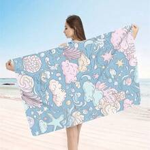 1pc Printed Quick-Dry, Anti-Sand, Lightweight Super Soft Fiber Beach Towel, Knitted Fabric, Modern Style, Polyester, Suitable For Travel, Pool, Camping - A - View 15