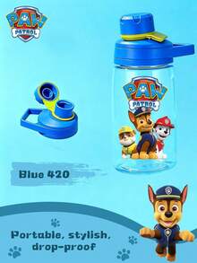 Paw Patrol 1 pièce Bouteille d'eau de 16 oz avec paille en silicone, couvercle amovible anti-fuite, disponible en 4 couleurs, idéal pour la rentrée scolaire, cadeau de rentrée, fête, voyage, école ou anniversaire - Multicolore - Voir 16