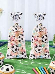 100个足球透明礼品袋，黑白足球礼品包装袋，男孩生日派对小礼品袋，足球比赛礼品包装用品，足球冠军庆祝餐桌装饰，足球主题派对用品，足球生日派对糖果袋，足球球门派对礼品袋填充物，婴儿派对装饰，厨房烘焙袋和分装袋，房间装饰，家居装饰，足球装饰，生日礼物，派对礼品 - 足球 - 查看 3