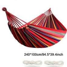 2-Person Colorful Canvas Hammock, Camping Hammock Suitable For Patio, Garden, Backyard, Outdoor And Indoor Use (Red, Blue) - Blue - View 11