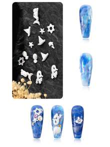 50件/包 海洋系列3D美甲装饰品，黑白美人鱼、海星、贝壳美甲饰品，DIY美甲配件 - 彩色 - 查看 7
