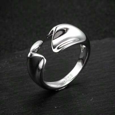 Simple And Fashionable Asymmetrical Open Design Copper Rings, Suitable For Both Men And Women, For Daily Wear