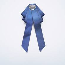 1 chiếc nơ đeo cổ bằng polyester, kiểu dáng thường ngày, phù hợp cho mọi mùa. - Xanh đậm - Xem 4