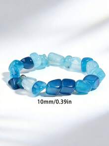 YAUKIA 1件天然玛瑙不规则龙纹手链，宁静祥和，具有疗愈功效，男女皆宜，弹力材质，适合日常佩戴 - 彩色 - 查看 10