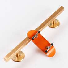 1 pieza Riel de aluminio dorado cuadrado de 25 cm, resistente al desgaste y duradero, con diseño antideslizante, adecuado para trucos profesionales de fingerboard, ideal para entrenamiento de fingerboard y actuaciones callejeras - Dorado - Ver 5