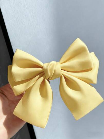 1 pieza Clip de pelo de seda satinada con lazo y cola larga, accesorio de pelo de mariposa de metal retro, esencial para volver a la escuela para mujeres y niñas