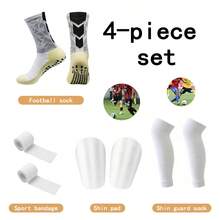4 pièces Chaussettes de football antidérapantes pour hommes et femmes, mini protège-tibias de football, protège-jambes de sport, couvre-chaussettes de sport, chaussettes de mollet, bandages de sport, accessoires de sport d'extérieur, cyclisme, fitness, football - Multicolore - Voir 3