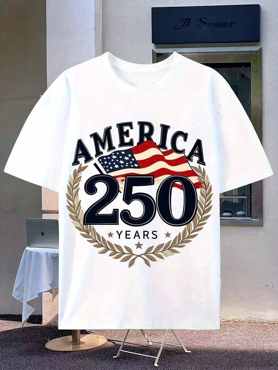 Break The SystemWomen's American 250th Anniversary Casual And Elegant T-Shirt-Round Neck Loose Fit T-Shirt - trắng - Xem 1