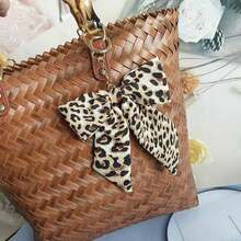Charm de sac à main avec nœud imprimé léopard, charm de portefeuille, charm de sac à main, porte-clés - Multicolore - Voir 2