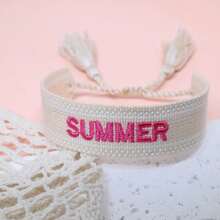 1pc SUMMER Bohemian Vacation Style Handmade Woven Bracelet, Festival Gift, Party, Beach, Travel Wear, Boho Hand Rope - Apricot - View 7