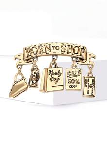 Born To Shop Brooch Pin For Women - Cute Money Bag Letter Tag Brooch For Sweater Jacket Hat Shoes Outfit Accessory - Born Shopaholic - View 11