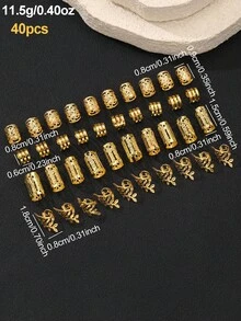 40个装女士时尚朋克街头嘻哈镂空发箍，金色音乐节发饰，适合日常、节日、派对、度假、夏季、假日、旅行、波西米亚风格、爪夹、发夹、生日 - 金色 - 查看 5
