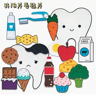 18 piezas Juego de Accesorios con Temática de Dientes de Fieltro - Kit de Juego de Roles de Educación Dental, Incluye 18 Personajes de Dientes Codificados por Color Hechos de Fibra de Poliéster Duradera, Adecuado para Actuaciones en el Aula, Narración de Cuentos y Estudiantes Mayores de 14 Años (Ayuda Didáctica Interactiva)