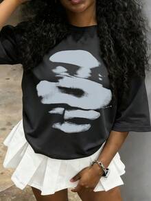 Tween Girl Cotten Clothes,Y2K-Inspired Letter Print T-Shir-Perfect For Spring/Summer/Fall,Fashion, Streetwear, Unisex, Men, Women - Dark Grey - View 4