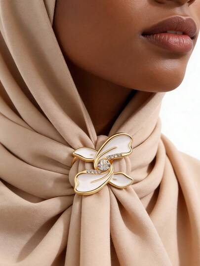 1 pieza Hebilla de bufanda con mariposa de estilo premium con efecto de goteo de aceite, accesorio decorativo para mujer, clip de bufanda versátil, opción de regalo perfecta para playa y vacaciones