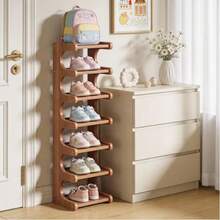 EZIFY Bamboo Shoe Rack (7-Tier, 30cm) | Space-Saving Narrow Wooden Shoe Storage - Easy To Assemble For Entryway/Dorm - 3 lớp - màu nâu - Xem 7