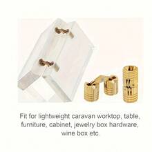 Concealed Hinge - Set Of 4 1cm/0.39inch Concealed Brass Barrel Hinge, 180 Degree Opening Angle Concealed Furniture Hinge For DIY Jewelry Box Handmade - A - View 6