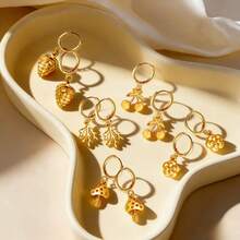 几何耳环，时尚百搭优雅耳环 - 金色 - 查看 2