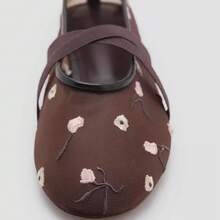 Scarpe con tacco alto da donna, nuove e alla moda ballerine estive con punta arrotondata, rete ricamata con motivi floreali, cinturini incrociati e design traforato traspirante. - marrone - Visualizzare 5